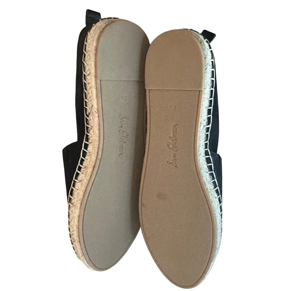 Sam Edelman Black Suede Espadrille Flats Slip On Loafers Size 8.5
